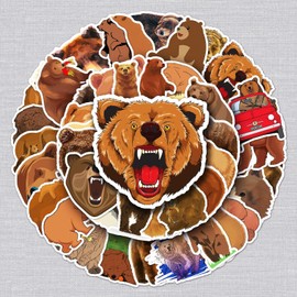 Brown Bear Sticker Set 50 Pieces Cute Decoration for Car Laptop Skateboard Bicycle Moped Motorcycle Bicycle Computer Suitable for Adults Children
