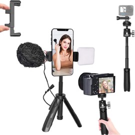 Extendable Selfie Stick Tripod for Gopro/Cell Phone/Camera, Mini Tripod with Gopro Adapter & Phone Holder, Portable Vlog Travel Selfie Phone Tripod for DSLR Gopro Hero Canon G7x Ricoh Osmo