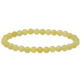 ELEDORO Stretch Bracelet Made of Real Gemstone Beads (6 mm) - Pearl Bracelet for Stylish Elegance, Lemon Jade, Lemon Jade