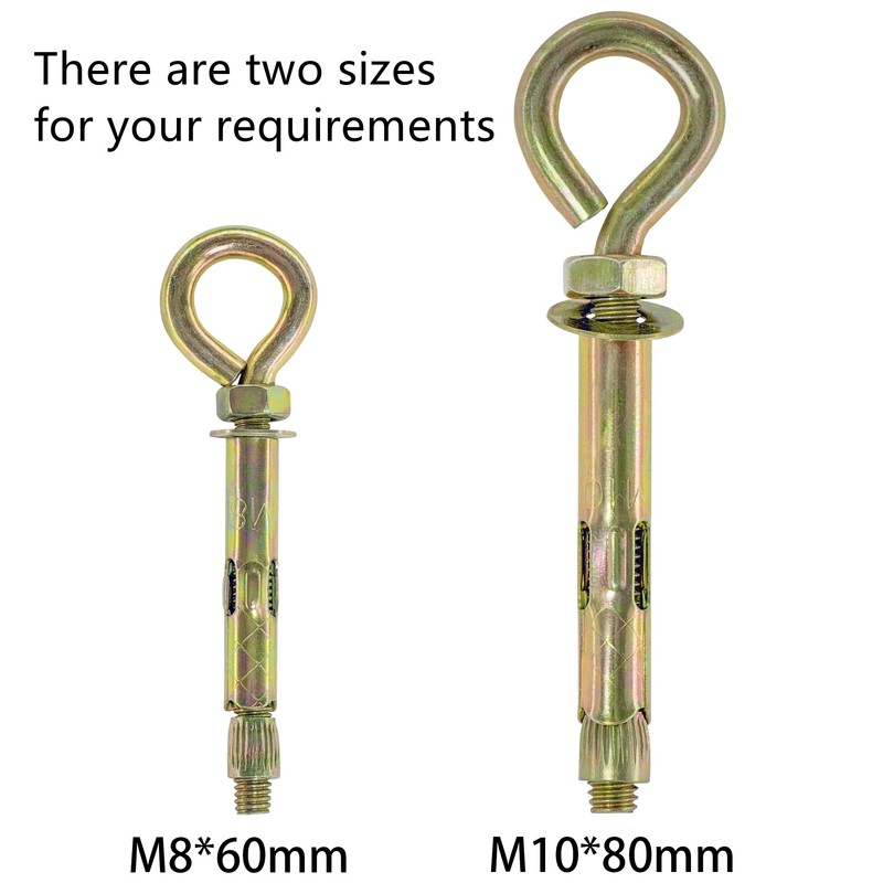 8 PCS Expansion Eye Bolts Heavy Duty Anchor Bolts (M10*80)