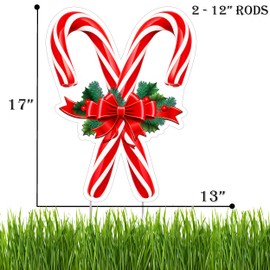 Candy Cane Crossed Christmas Classic Yard Sign Home Decor Lawn Decoration With Stakes Happy Holidays Merry Christmas XMAS Holiday Sign Santa Claus