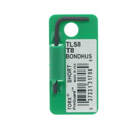 BONDHUS Torx® L-Wrench Short T8 [Short Hand: 0.7 inch (19 mm), Long: 1.7 inches (44 mm)] Black Dyed TLS8 No.31708