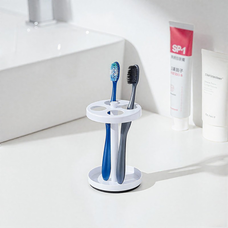 White Stainless Toothbrush Holder Stand: Rustproof Bathroom Countertop Organizer, 4