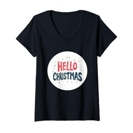 Damen Pretty Hey Christmas Statement für Erwachsene und Kinder T-Shirt mit V-Ausschnitt