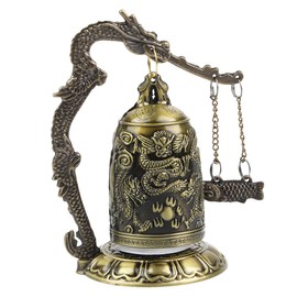 YARNOW Bronze Fish Strikes Dragon Clock Chinese Fengshui Carved Bronze Bell Fengshui Bell Bronze Dragon Bell Meditation Ornament Copper China Household Bronze Office
