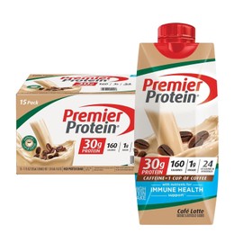 Premier Protein Batido alto en proteínas, café latte, 11 onzas líquidas (paquete de 15)