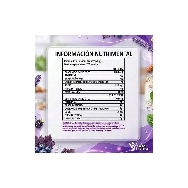 Aminoacidos She Force De 1kg De 100 Servis En Polvo