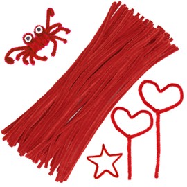 60 PCS Red Pipe Cleaners,Pipe Cleaners Chenille Stem,Pipe Cleaners Bulk,Art Pipe Cleaners for Creative Home Decoration Supplies and Crafts Project