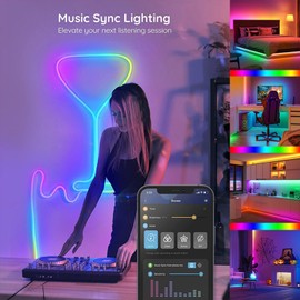 Music Sync Color Changing Strip Lights App Control RGB Strip for Room Home Party Decoration