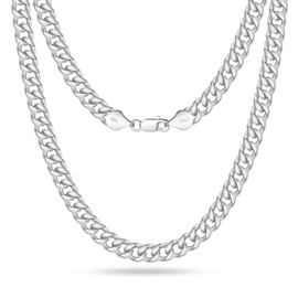 BRIJEWNES Sterling Silver Chain for Men - 925 Silver Chain for Men 10mm Diamond Cut Mens Silver Necklace 22 Inches Cuban Link Chain for Mens Jewelry Silver Necklace Men Silver Chain for Men
