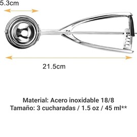 U Chef Cuchara para Galletas, Cuchara de Helado, Cucharas para Bolas de Galleta, Cucharas para Masa, 3 Cucharadas, Bola 2 3/32 pulgadas, Acero Inoxida