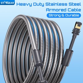 Starlink Mini Gen 3 Cable 16.4FT, Heavy Duty Starlink Ethenet Power Cable Replacement Extension Cord Stainless Steel Sleeve Starlink Accessories