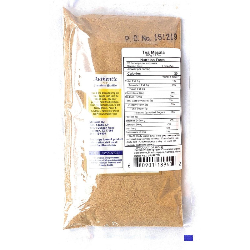 Rani Natural Tea (Chai) Masala 3.5oz (100g) ~ All Natural