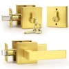 Probrico Satin Gold Exterior Door Locksets Square, Heavy Duty Front