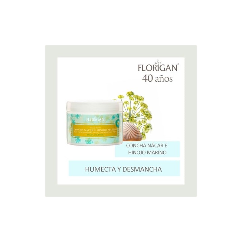 FLORIGAN Crema Aclaradora CONCHA NÁCAR e HINOJO MARINO 350grs. FLORIGAN
