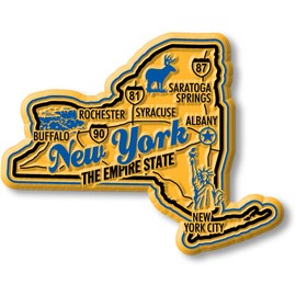 New York Premium State Magnet by Classic Magnets, 3.1" x 2.5", Collectible 3D Rubber Vintage-Style Souvenirs and Gifts Made in The USA