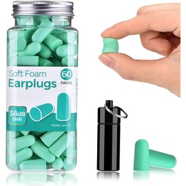 Ultra Soft Foam Earplugs – 60 Pairs Noise Cancelling Ear Plugs for Sleeping, Snoring, Studying, Travel & Loud Noise – Highest 38dB SNR – Comfortable Fit for All Ear Sizes – Mint Green Color