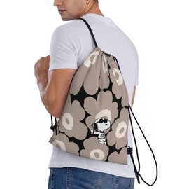 Asamike DSTB0592 Gym Sack, Backpack, Knapsack, Training Bag, Snoopy Stylish, Drawstring Bag, Gymnastics Wear, Multi-functional, Storage Bag, Waterproof, Foldable, Sports Goods, Gymnastics Wear, Shoe