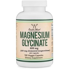 NA Magnesium Glycinate 400mg, 180 Capsules (Vegan Safe, Manufactured and Third Party Tested in The USA, Gluten Free, Non-GMO) High Absorption
