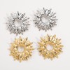 RELOVET Sunburst Earrings Studs Golden Tone Metal Petals Circle Large