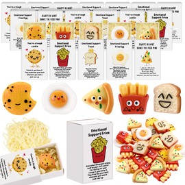 Cinnvoice 25 Set Bulk Gifts End of Year Student Teacher Graduation Gifts Emotional Support Desk Pets Inspirational Cute Resin Mini Ornaments with Cheer up Thank You Card Box (Toast)