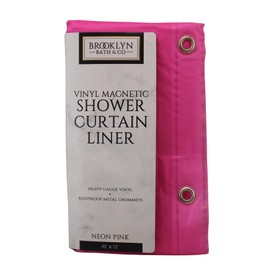 Dependable Industries inc. Essentials Bathroom Magnetized Shower Curtain Liner with Metal Grommets Waterproof (Neon Pink)