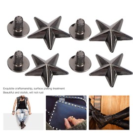 50 Set 14mm Silver Star Shape Rivets, Metal Star Studs and Spikes for Leather Craft DIY, Garment Rivets Studs for Shoes, Bags, Clothing, Decoration, Belts, Dog Collar, 0.6in (Silver Black)