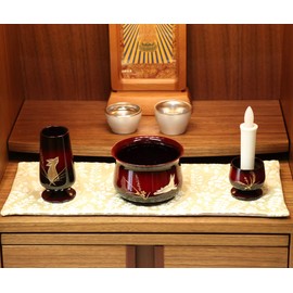 Beading Mat for Buddhist Altars "Botanical Pattern" Flameproof Buddhist Altar Mat 9.4 x 3.9 inches (24 x 10 cm), S Size 003. White