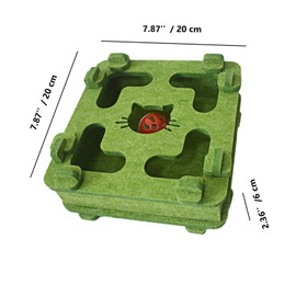 Cat Puzzle Toy, Soft Felt Intelligence Mind Game Track Balls Interactive Kitten Toy Puzzle Box for Indoor Cats, Easy to Assemble [Green]