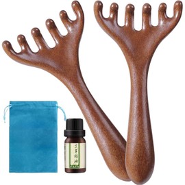 Wooden Scalp Massager - Head Massage Combs, 6-Claw Relax Tool with Ergonomic Grip, Natural Wooden Head Brush, Manual Acupoints Stimulation Tool, Versatile Body Tension Reliever for Men Women