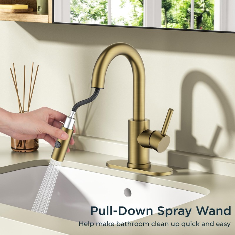 FORIOUS Brushed Gold Bathroom Faucets for Sink 3 or 1