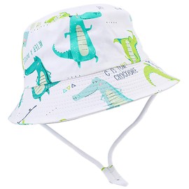Malaxlx Toddler Bucket Sun Hat Cute Crocodile Print Summer Outdoor Sun Protection Kids Beach Hat for 2-4 Years Old Boys Girls