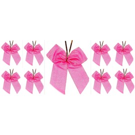 CaPiSo Pack of 12 Bows 14 x 16 cm Gift Bows Christmas Tree Bow Christmas Glitter Bow Lamee Christmas Decoration Advent Arrangement (Lurex Glitter Pink)