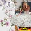 ANRO Oilcloth Tablecloth Oilcloth Tablecloth Washable Garden Tablecloth Flowers Round