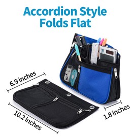 Sooez Pencil Pouch for Binder, Expandable Zipper Pencil Pouch, Fabric Pencil Pouches Binder Pockets, Large Capacity Binder Pouch, Pencil Case for Binder, Pencil Pouch 3 Ring, Black, 2 Pack-Grey & Pink