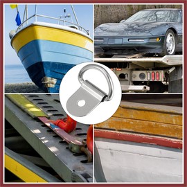 HEROFFIX 4pcs D Ring Tie Down Anchor 3mm Diameter D Rings Anchor Lashing Ring for Trailer Truck Boat RV ATV SUV Vehicle Cars Silver Tone Replace Parts