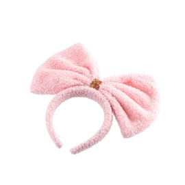 Pokinge 2Pcs Big Bow Plush Headband Solid Color Furry Bowknot Headband Creative Large Bow Hair Hoop Party Decor Women Hair Accessories For Girls