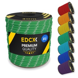 EDCX 4mm Nylon Paracord 550 30m (100 feet) - Type III, 100% Nylon Rope, 7 Strand Rope, 4mm Nylon Rope in Solid Colors (Reflective Green, 30 m)