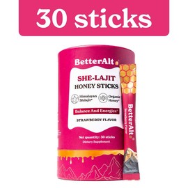 Women Multi-Mineral Honey Sticks | BetterAlt SHE-Lajit Strawberry Flavor | Shilajit, Shatavari & Saffron | Hormonal Balance & Energy - 30 Honey Packs:_Pack of 1