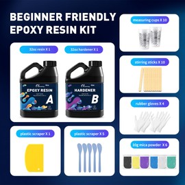 Honcaring Epoxy Resin 64OZ, Epoxy Resin Kit, Clear Resin Epoxy for Crafts, DIY Jewelry Making, Resin Mold, Mixing Ratio 1:1, Bubble Free & No Yellowing(32OZ×2)