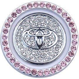 MUTOO Toyota Engine Start Button Ring Push Starter Switch Swaroski Rhinestone Engine Start Button Cover Ring Dress Up Car Accessories Easy Installation 2-Piece Set (Pink)