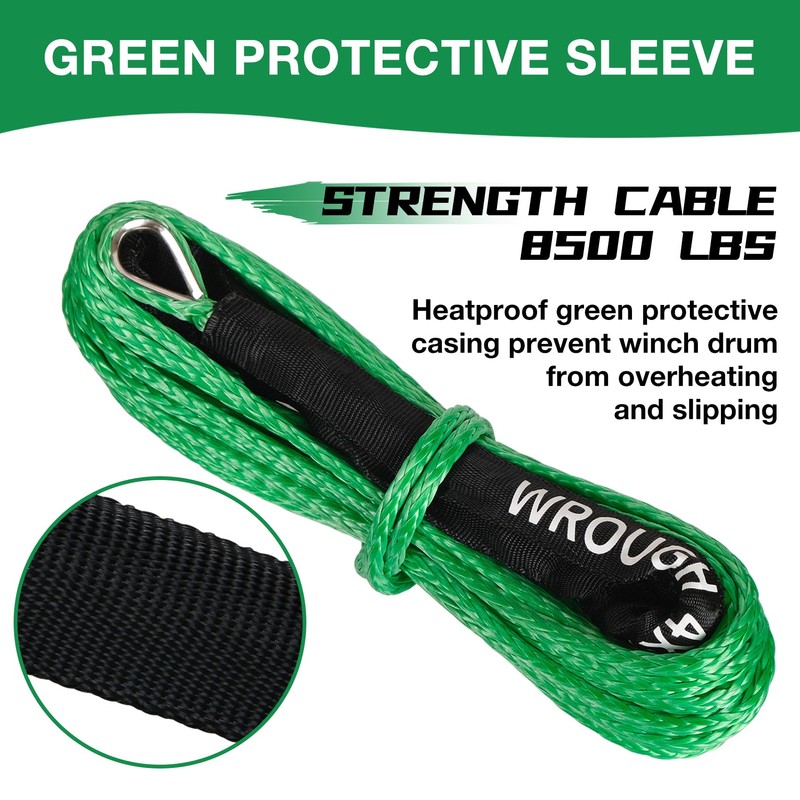 WROUGH 3/16 in x 50 ft Synthetic Winch Rope with