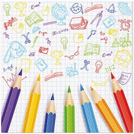 20 Servietten Schulanfang Buntstifte für die Schule als Tischdeko. Papierservietten mit Motiv. Auch für Decoupage und Serviettentechnik 33x33cm