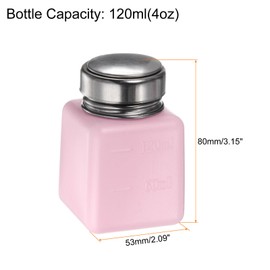 HARFINGTON 3pcs Solvent Alcohol Dispensers 120ml(4oz) Push Down Liquid Dispenser Pump with Sealing Stainless Steel Lid for Acetone Cleanser Polish Remover, Pink