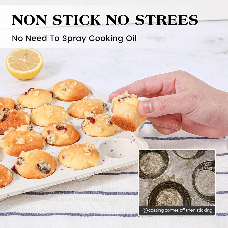 AOTASO Regular 12 Cup and Mini 24 Cup Nonstick Cupcake