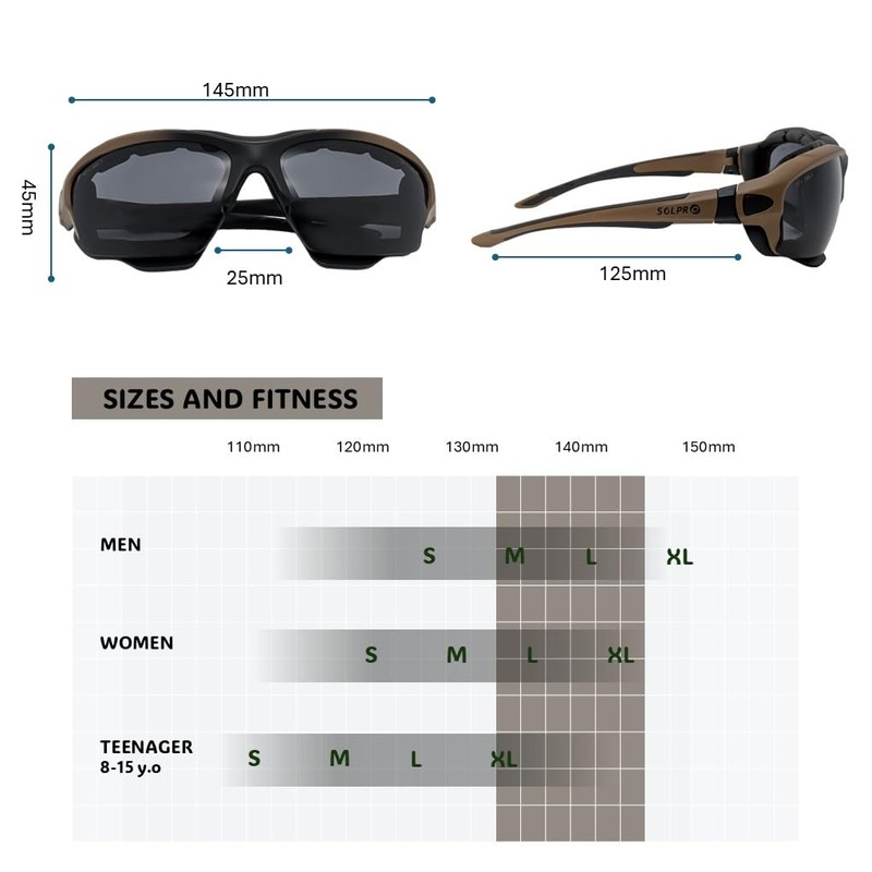 SOL PRO Powersport Sunglasses, Motorcycle Riding Safety Goggles, UV400 Anti-Fog,