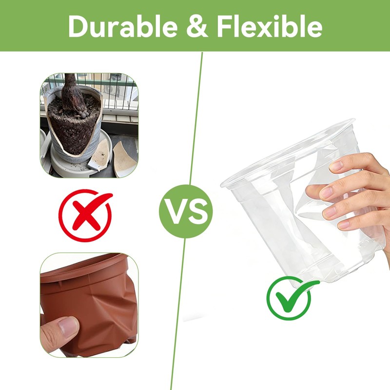 7/6/5/4 Inch Clear Nursery Pots with Drainage Hole 20Pcs,Plastic Plant