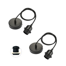 Linkind Linkind 2er Lampenaufh?ngung mit Befestigungsring, 100cm Textilkabel H?henverstellbar, Standard E27 Socket Lampen Halterung ideal fr Schlafzimmer, Kinderzimmer, Schwarz