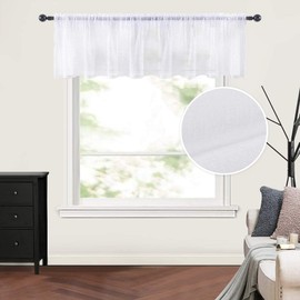 MIULEE - Cortina de ventana con aspecto de lino, color blanco sólido, para sala de estar, ventanas, cenefa de gasa, 1 panel (54 pulgadas de ancho x 18 pulgadas de largo)