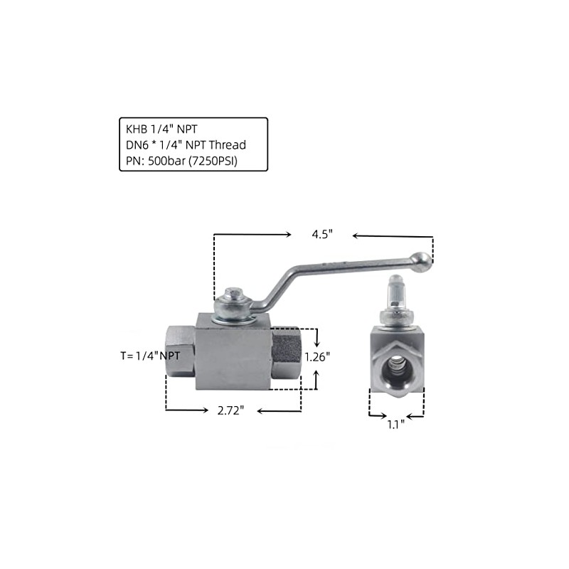 High Pressure Hydraulic Valve KHB 1/4'' NPT, Shut-Off 2 Way